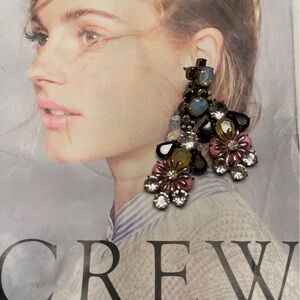 J. Crew Multicolor Crystal Flower Earrings